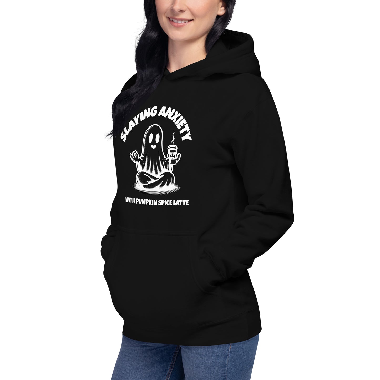 Slaying Anxiety with Pumpkin Spice Latte Unisex Hoodie