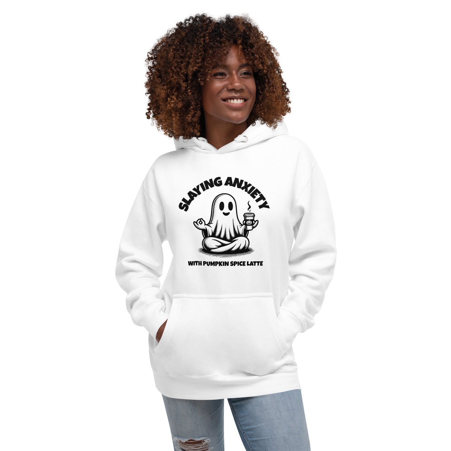 Slaying Anxiety with Pumpkin Spice Latte Unisex Hoodie